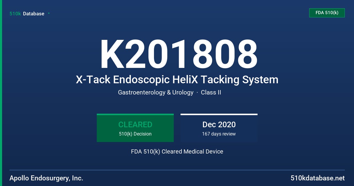 K201808 X-Tack Endoscopic HeliX Tacking System FDA 510(k) Cleared Medical Device