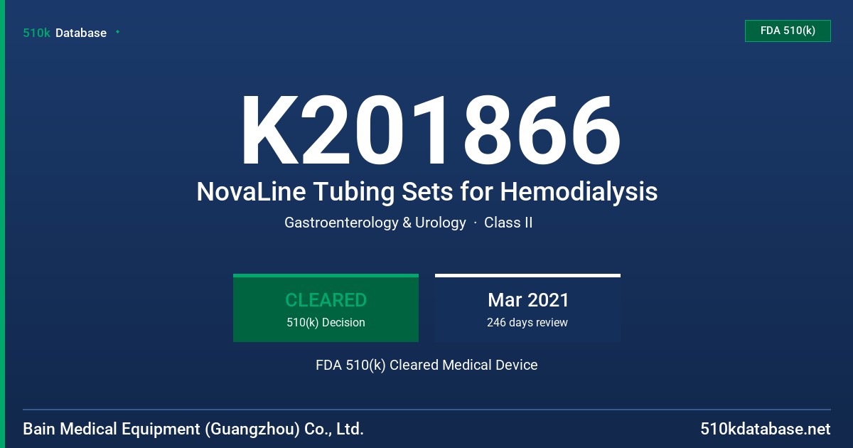 K201866 NovaLine Tubing Sets for Hemodialysis FDA 510(k) Cleared Medical Device