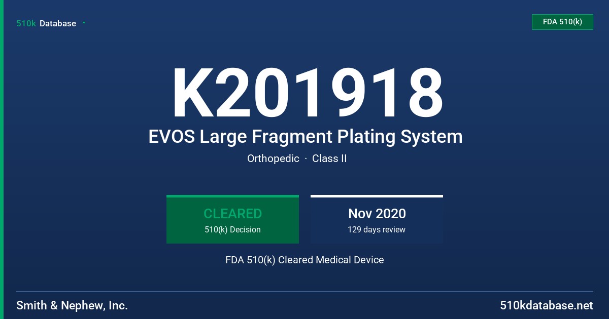 K201918 EVOS Large Fragment Plating System FDA 510(k) Cleared Medical Device