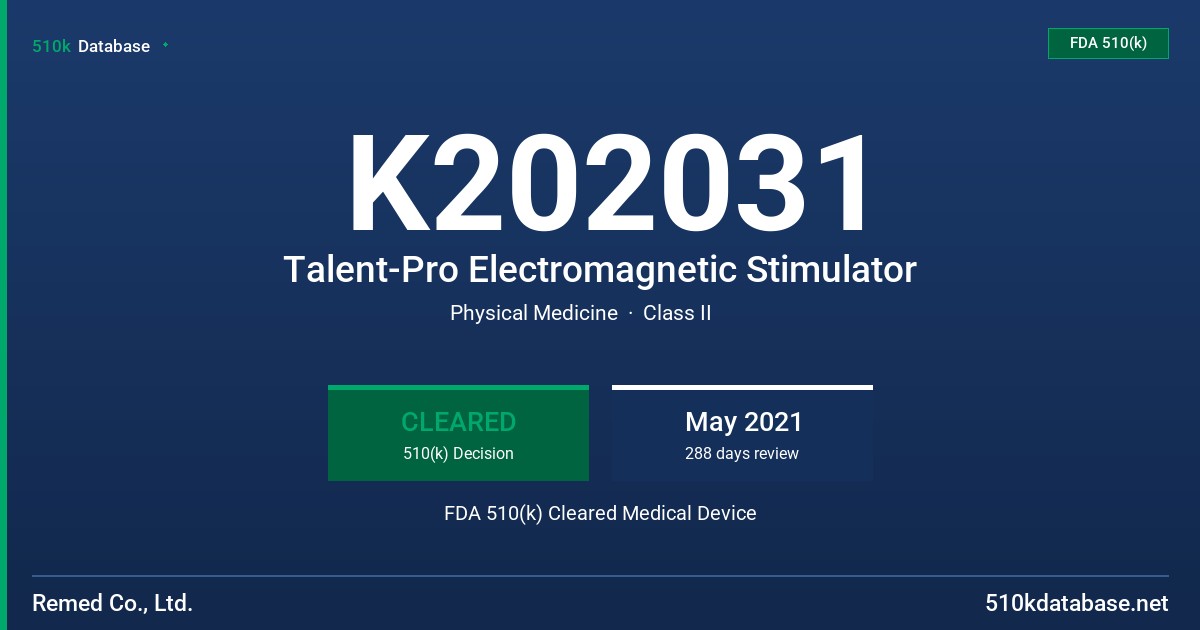 K202031 Talent-Pro Electromagnetic Stimulator FDA 510(k) Cleared Medical Device