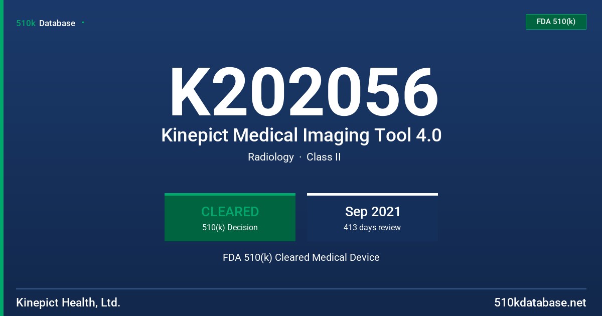 K202056 Kinepict Medical Imaging Tool 4.0 FDA 510(k) Cleared Medical Device