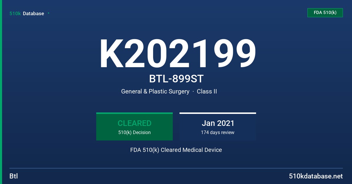 K202199 BTL-899ST FDA 510(k) Cleared Medical Device
