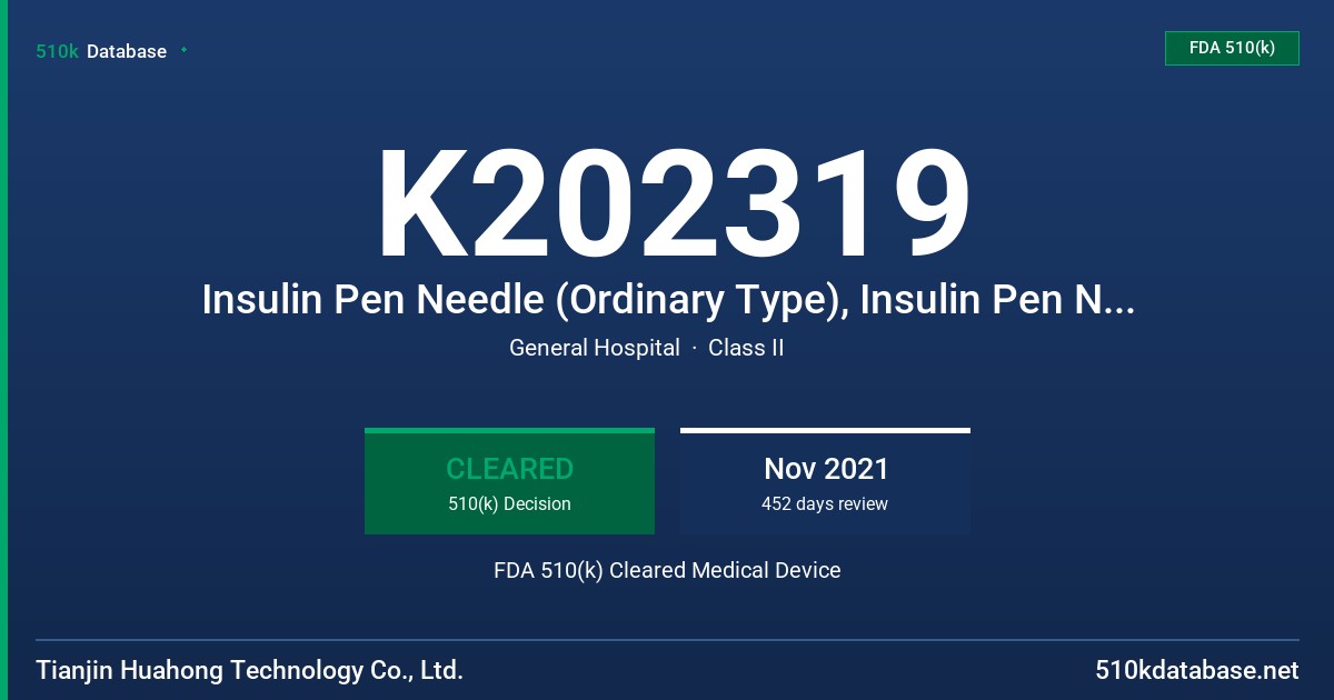 K202319 Insulin Pen Needle (Ordinary Type), Insulin Pen Needle (Safety Type) FDA 510(k) Cleared Medical Device