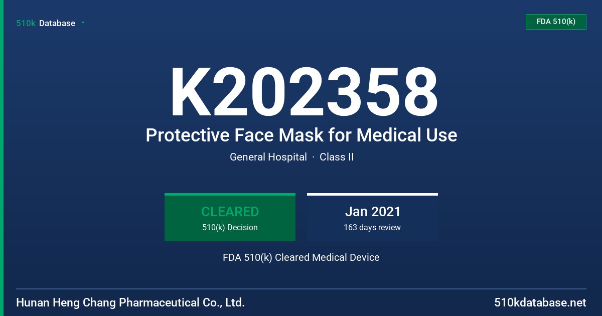 K202358 Protective Face Mask for Medical Use FDA 510(k) Cleared Medical Device