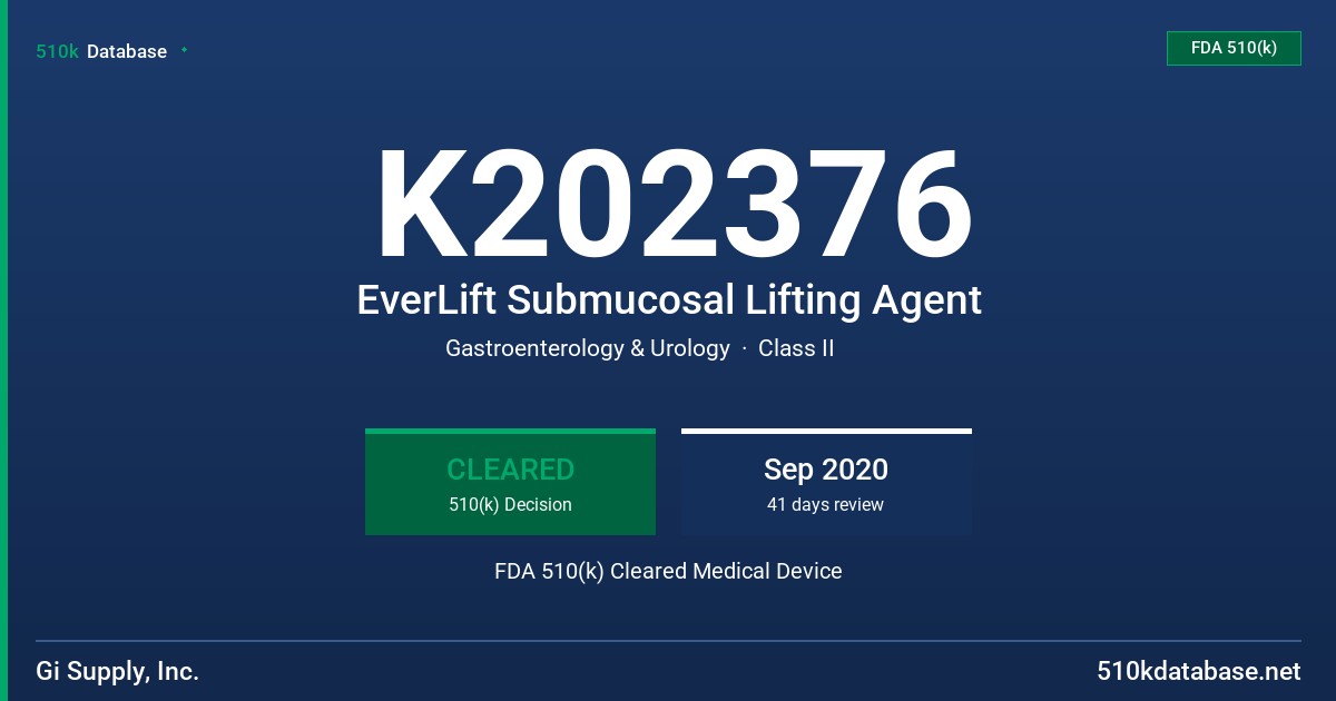 K202376 EverLift Submucosal Lifting Agent FDA 510(k) Cleared Medical Device