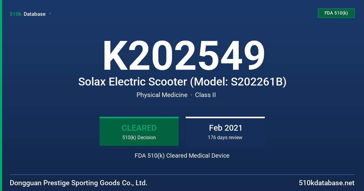 K202549 Solax Electric Scooter (Model: S202261B) FDA 510(k) Cleared Medical Device