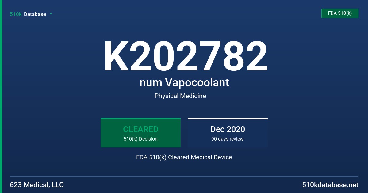 K202782 num Vapocoolant FDA 510(k) Cleared Medical Device