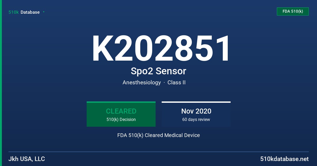 K202851 Spo2 Sensor FDA 510(k) Cleared Medical Device