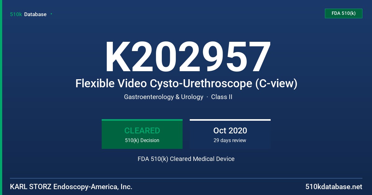 K202957 Flexible Video Cysto-Urethroscope (C-view) FDA 510(k) Cleared Medical Device
