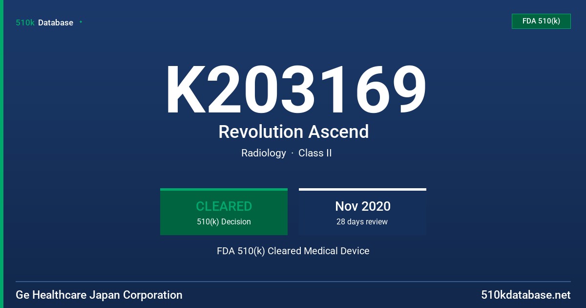 K203169 Revolution Ascend FDA 510(k) Cleared Medical Device