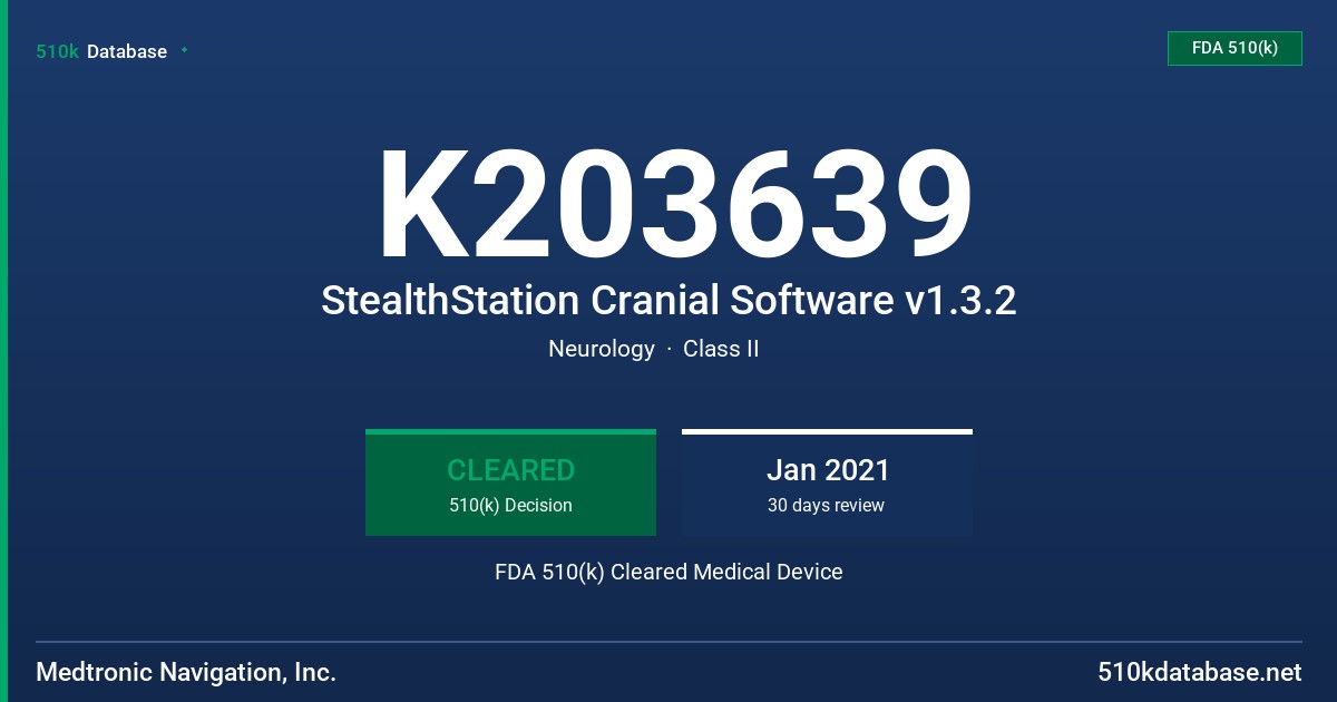 K203639 StealthStation Cranial Software v1.3.2 FDA 510(k) Cleared Medical Device