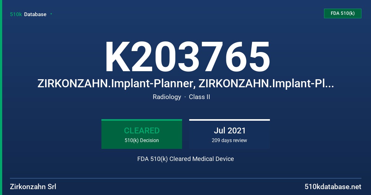 K203765 ZIRKONZAHN.Implant-Planner, ZIRKONZAHN.Implant-Planner Practice, CAD/CAM STL Converter, CAD/CAM Z-Tray FDA 510(k) Cleared Medical Device