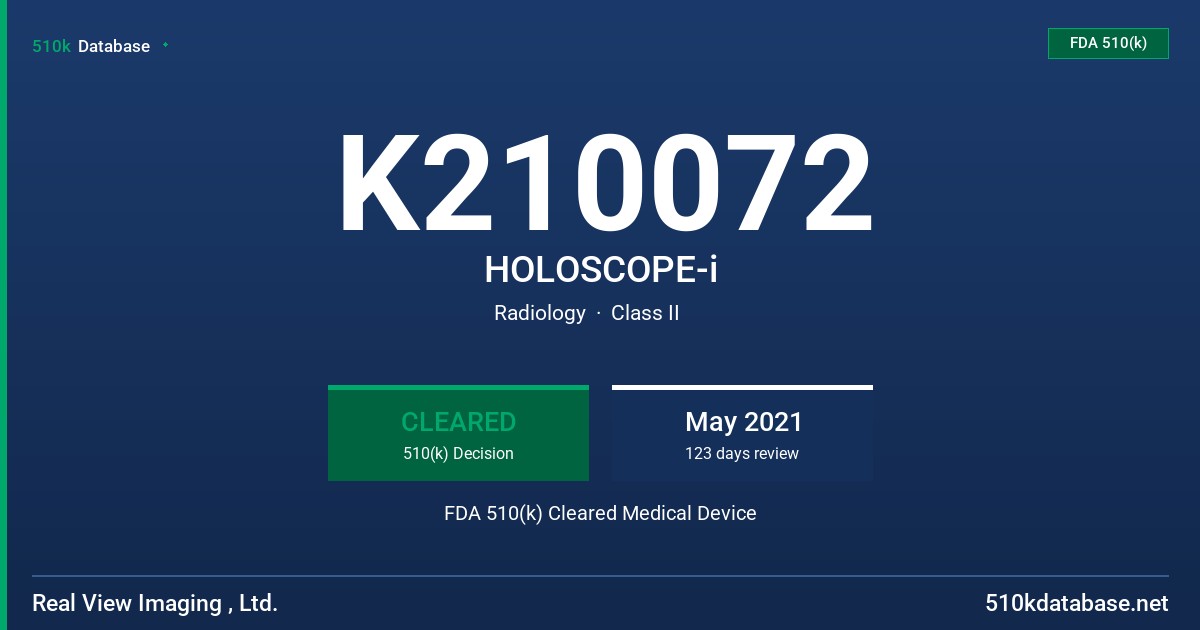K210072 HOLOSCOPE-i FDA 510(k) Cleared Medical Device