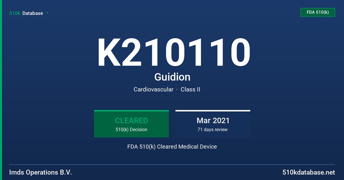 K210110 Guidion FDA 510(k) Cleared Medical Device