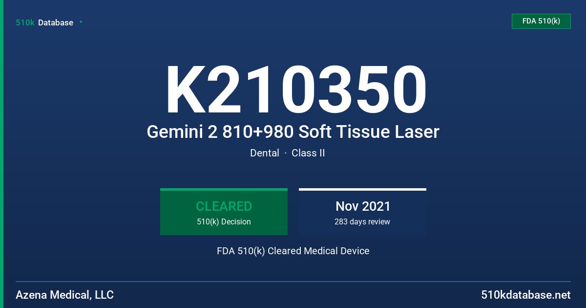 K210350 Gemini 2 810+980 Soft Tissue Laser FDA 510(k) Cleared Medical Device
