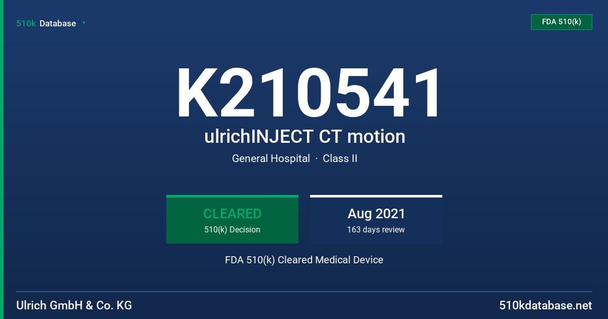 K210541 ulrichINJECT CT motion FDA 510(k) Cleared Medical Device