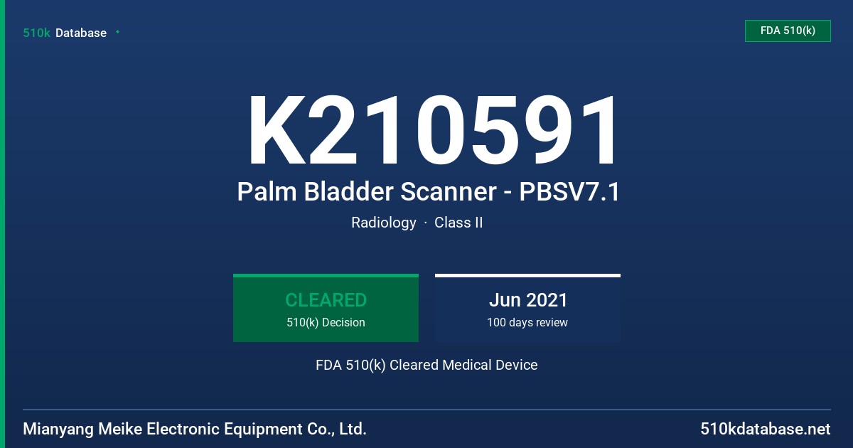 K210591 Palm Bladder Scanner - PBSV7.1 FDA 510(k) Cleared Medical Device