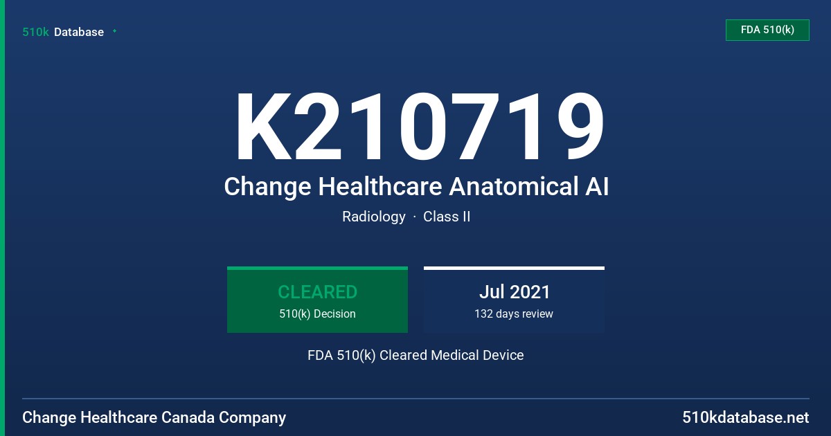 K210719 Change Healthcare Anatomical AI FDA 510(k) Cleared Medical Device