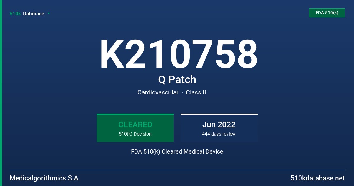K210758 Q Patch FDA 510(k) Cleared Medical Device