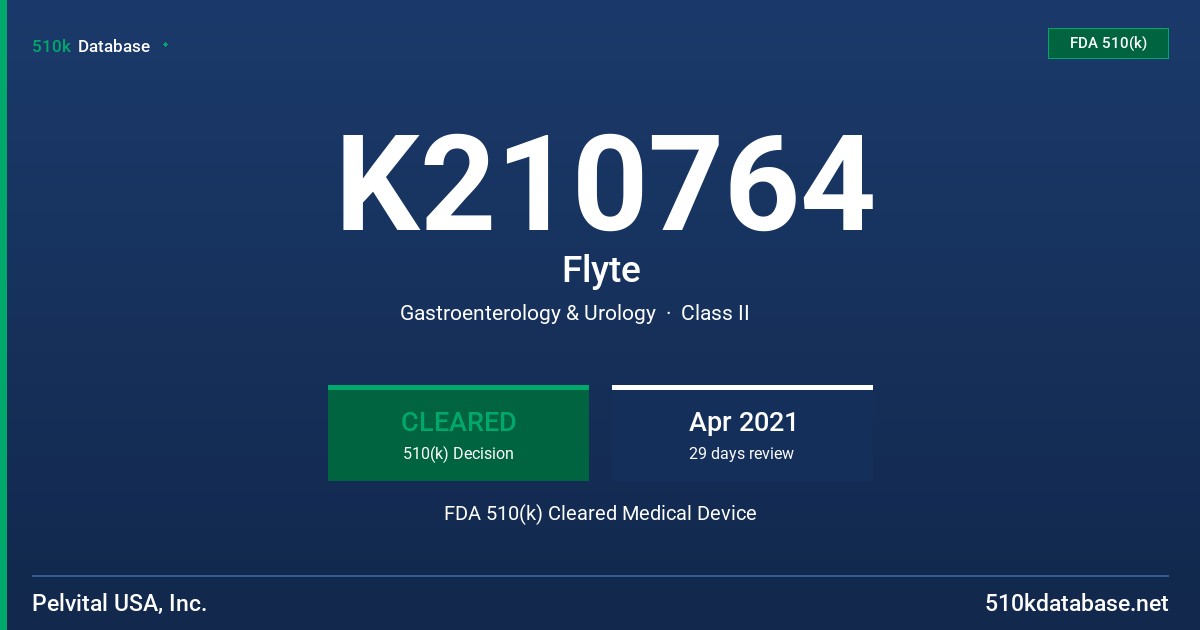 K210764 Flyte FDA 510(k) Cleared Medical Device