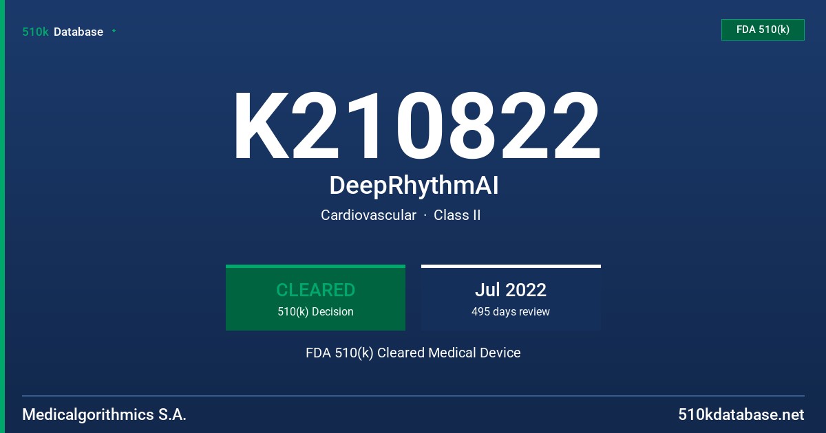 K210822 DeepRhythmAI FDA 510(k) Cleared Medical Device