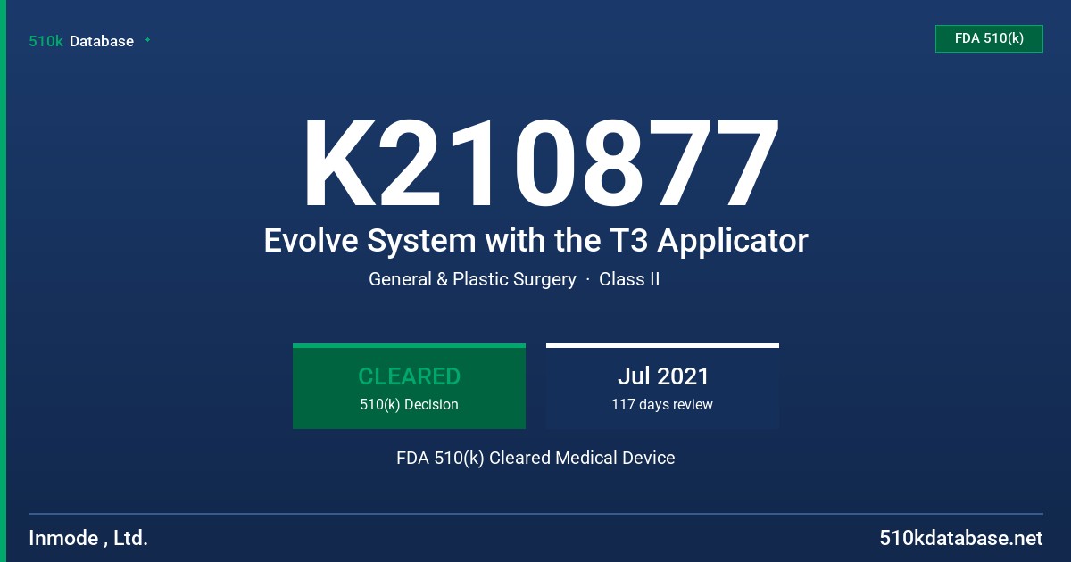 K210877 Evolve System with the T3 Applicator FDA 510(k) Cleared Medical Device