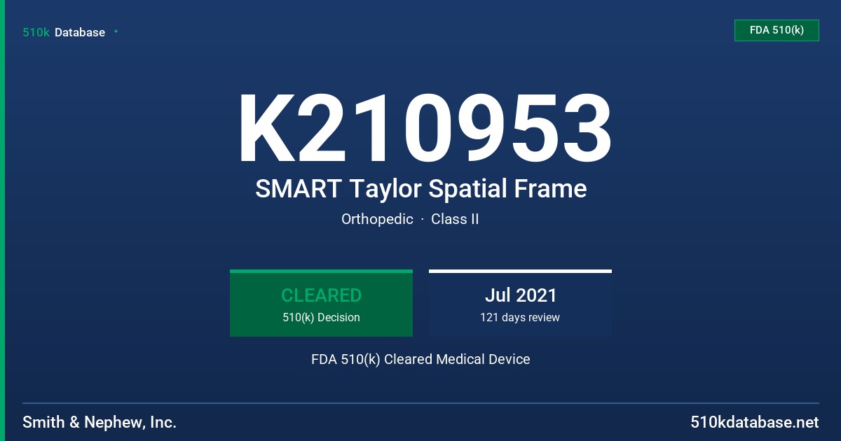 K210953 SMART Taylor Spatial Frame FDA 510(k) Cleared Medical Device