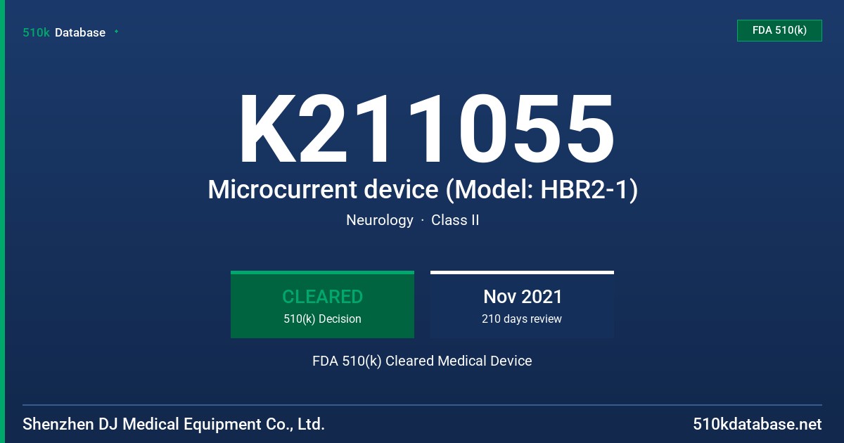 K211055 Microcurrent device (Model: HBR2-1) FDA 510(k) Cleared Medical Device