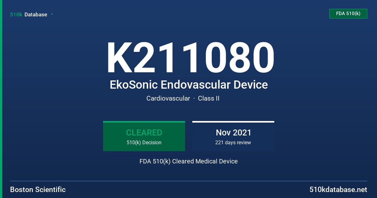 K211080 EkoSonic Endovascular Device FDA 510(k) Cleared Medical Device
