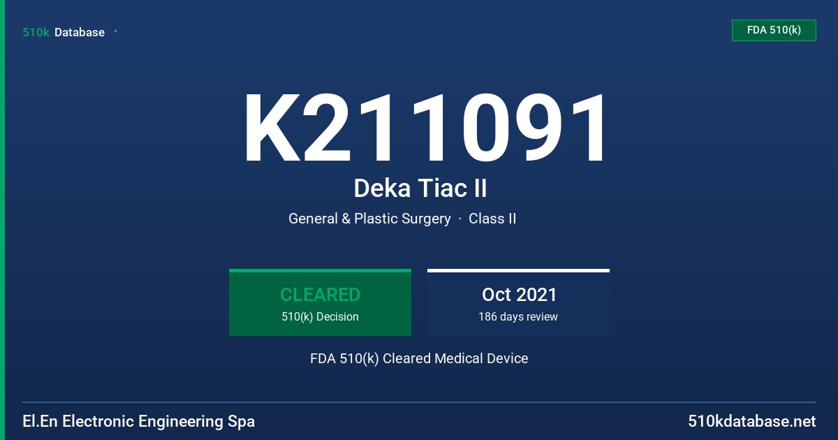 K211091 Deka Tiac II FDA 510(k) Cleared Medical Device