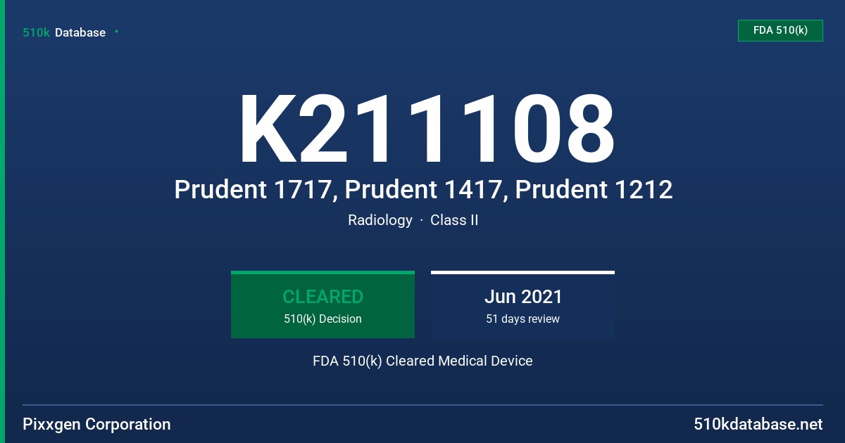 K211108 Prudent 1717, Prudent 1417, Prudent 1212 FDA 510(k) Cleared Medical Device