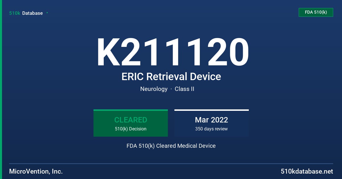 K211120 ERIC Retrieval Device FDA 510(k) Cleared Medical Device