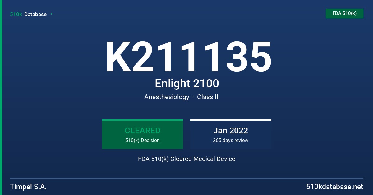 K211135 Enlight 2100 FDA 510(k) Cleared Medical Device