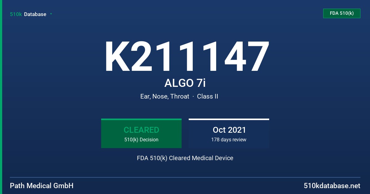 K211147 ALGO 7i FDA 510(k) Cleared Medical Device