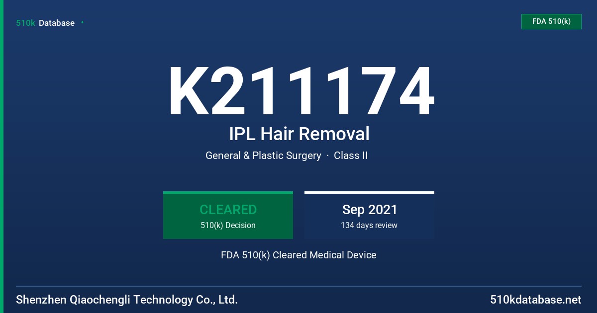 K211174 IPL Hair Removal FDA 510(k) Cleared Medical Device