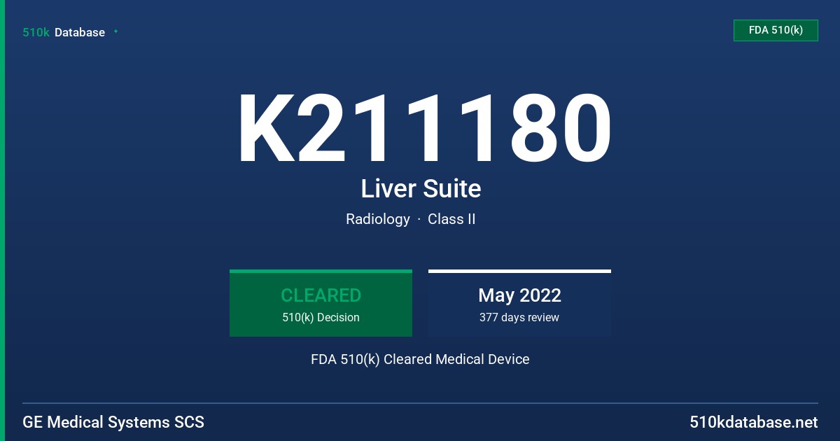 K211180 Liver Suite FDA 510(k) Cleared Medical Device