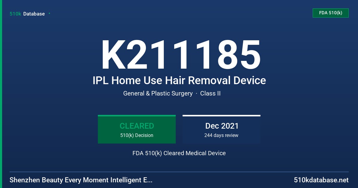 K211185 IPL Home Use Hair Removal Device FDA 510(k) Cleared Medical Device
