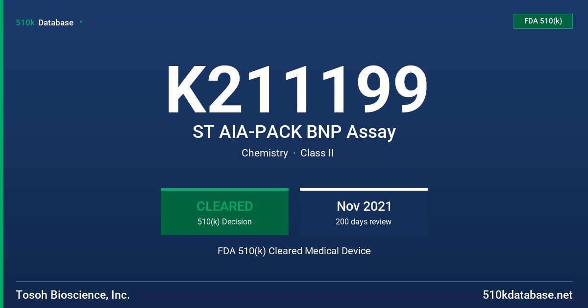K211199 ST AIA-PACK BNP Assay FDA 510(k) Cleared Medical Device