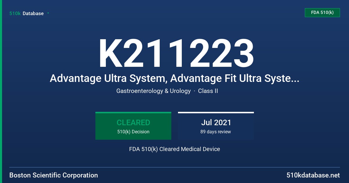 K211223 Advantage Ultra System, Advantage Fit Ultra System, Lynx Ultra System FDA 510(k) Cleared Medical Device