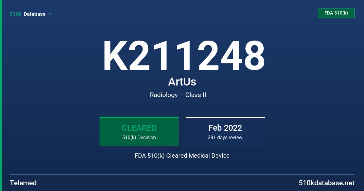 K211248 ArtUs FDA 510(k) Cleared Medical Device