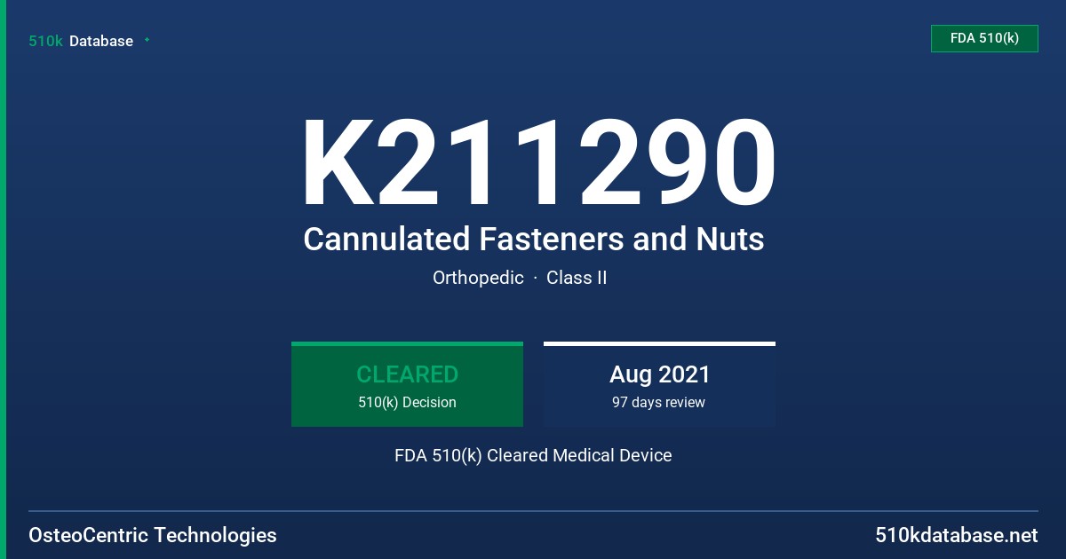 K211290 Cannulated Fasteners and Nuts FDA 510(k) Cleared Medical Device