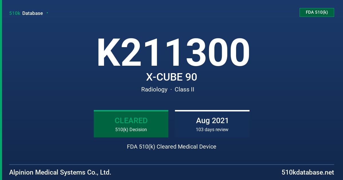 K211300 X-CUBE 90 FDA 510(k) Cleared Medical Device