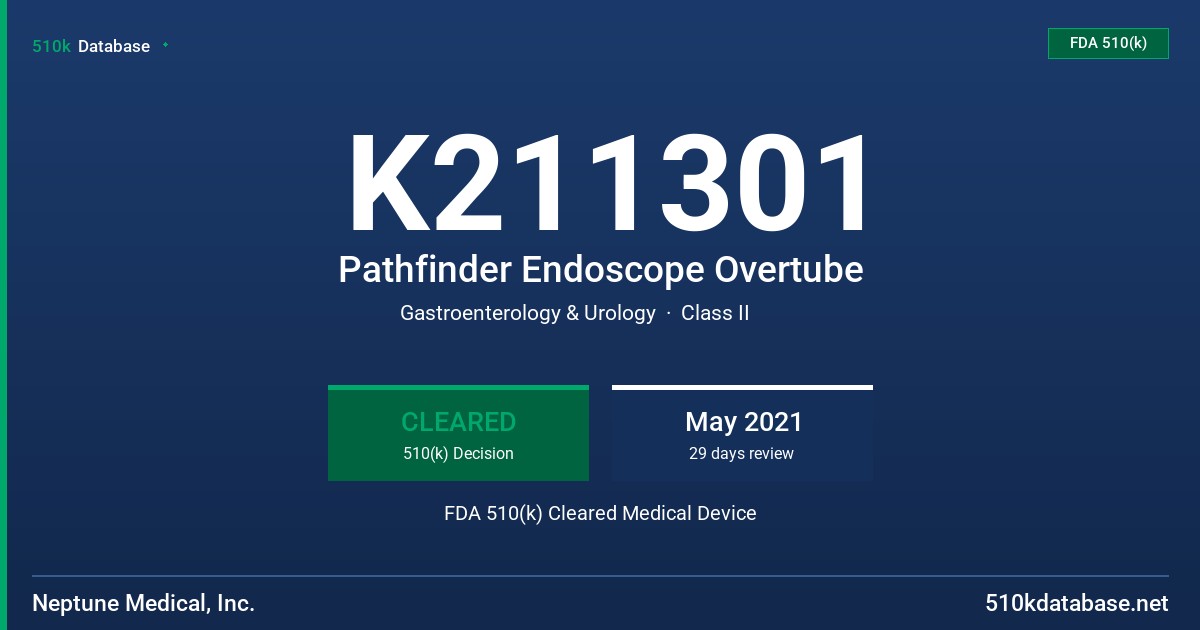 K211301 Pathfinder Endoscope Overtube FDA 510(k) Cleared Medical Device