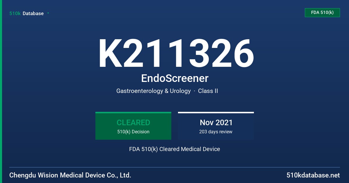 K211326 EndoScreener FDA 510(k) Cleared Medical Device