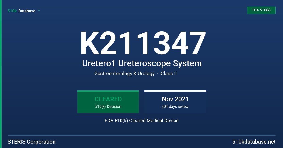 K211347 Uretero1 Ureteroscope System FDA 510(k) Cleared Medical Device