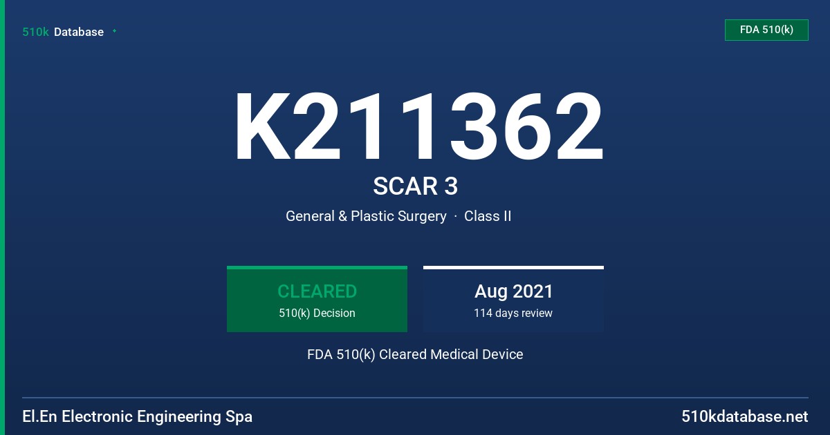 K211362 SCAR 3 FDA 510(k) Cleared Medical Device