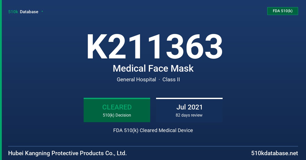 K211363 Medical Face Mask FDA 510(k) Cleared Medical Device