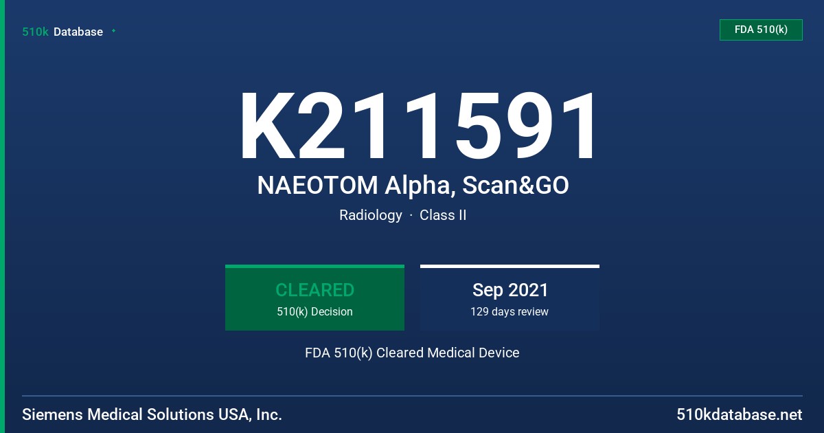 K211591 NAEOTOM Alpha, Scan&GO FDA 510(k) Cleared Medical Device