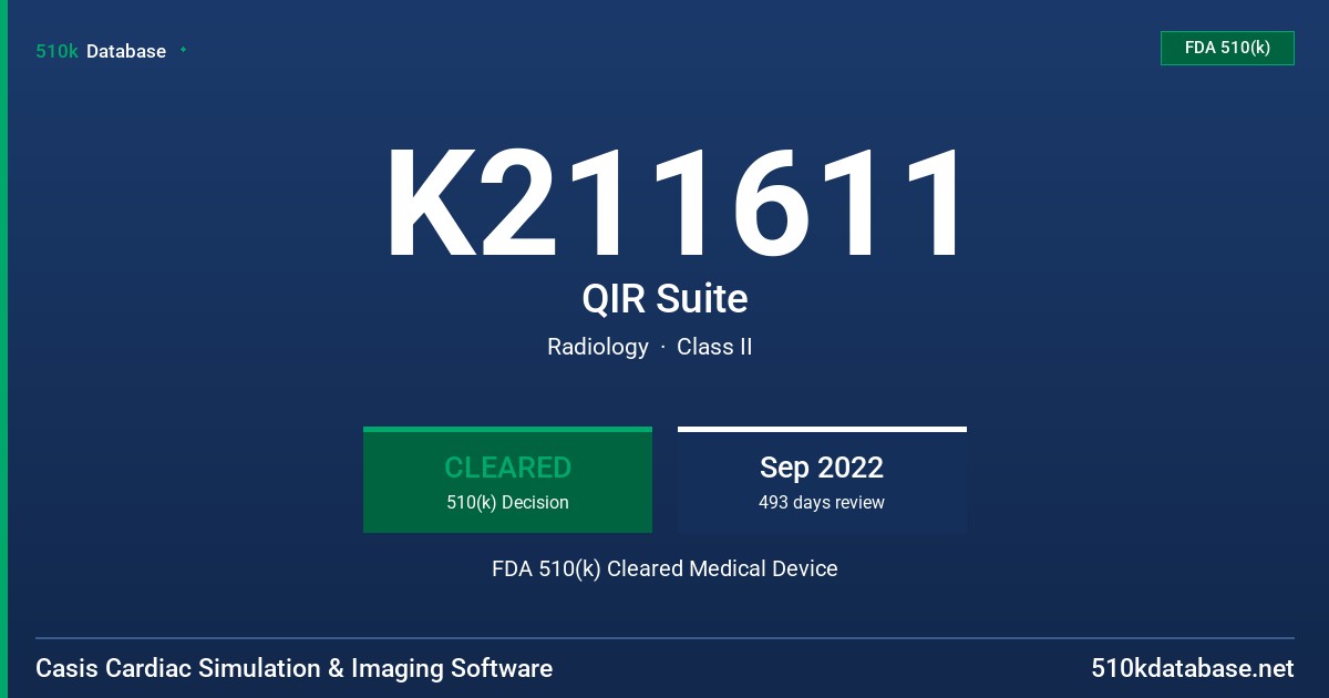 K211611 QIR Suite FDA 510(k) Cleared Medical Device