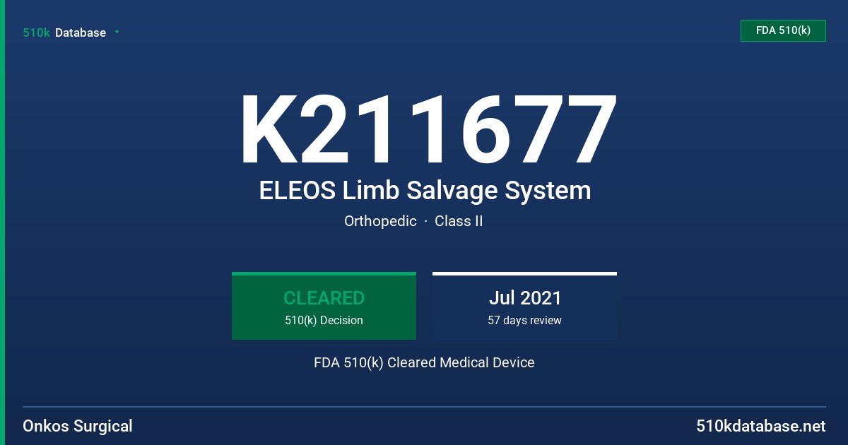 K211677 ELEOS Limb Salvage System FDA 510(k) Cleared Medical Device